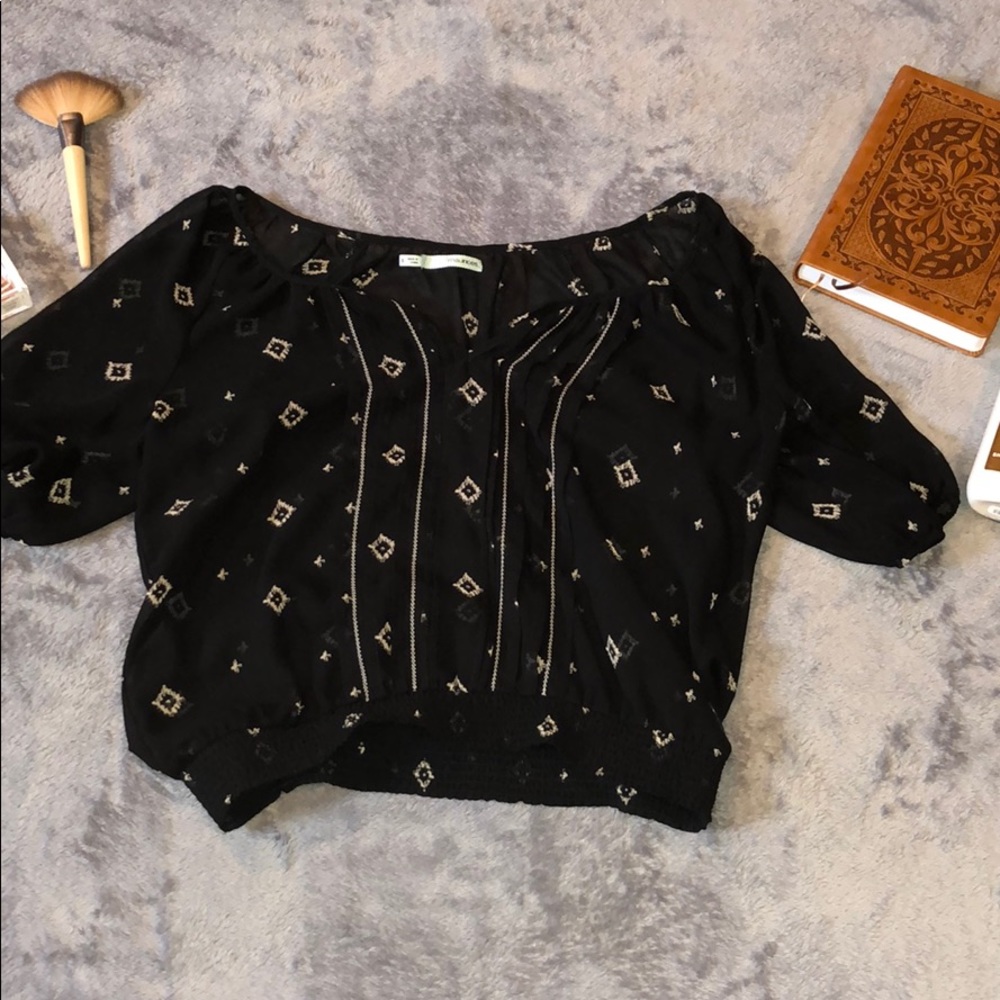 Black Patterned Maurices Blouse